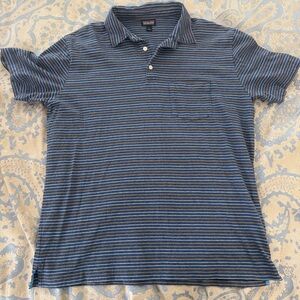Patagonia Navy and White Striped Polo Shirt